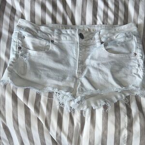 American Eagle Outfitters Distressed White Denim Shorts